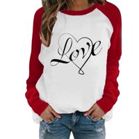 Ženska dukserica bez kapuljača Ležerne prilike dugih rukava izrez ljubavnog slova Štampano pulover kapuljačne