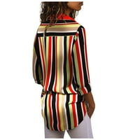 Rollbacks ženske modne ombre bluze za bluze dolje patchwork rever ovratnik prugasti dijelovi za spajanje dugih rukava za žene crvene l