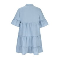 Ženske ljetne haljine HomeComing haljina Ljeto isprano pamuk pola rukava A-line srednje dužine traper