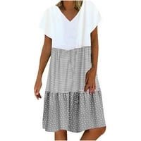 Obuci plus Veličine za žene Ljeto kratki rukav V izrez Mini haljina Boho labavi Flowy Sunderss casual