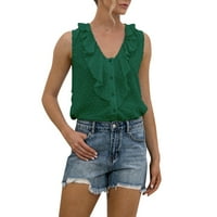 Umitay ljetni vrhovi za ženska modna seksi V-izrez Solid boja ruffle halter bluza majica