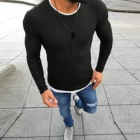 Modni muškarci okrugli vrat dugih rukava patchwork tanka pletena džemper pulover vrh