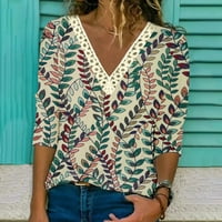 Jesenske košulje za žene s dugim rukavima Crochet V izrez casual labavi plus veličine Trendy Basic Tunic