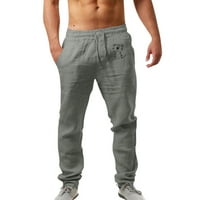 Muški ispisani modni casual posteljina džepa Velike veličine pantalone čipke up hlače Teretne hlače