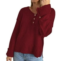 Ženska jesen i zima labav ležernu modnu solidnu boju V pulover na vratu