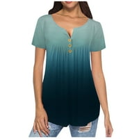 Košulje za žene plus veličine gradijent V-izrez kratkih majica zelena 3xl