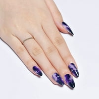 Almond Press na noktima Medium - Crno ljubičasti Ombre Lažni nokti UV sjajni završetak ljepila na noktima