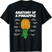 Anatomija ananasa swinger smiješna naopako majica ananasa crne 4x-velike