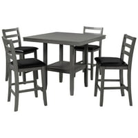 Kuhinjski kontra visina stola, industrijski trpezarijski stol sa podstavljenim stolicama i pošiljkom za skladištenje za mali prostor, stol :, stolica: siva