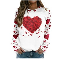 Ženske valentineske košulje dugih rukava Boja blok Crewneck Duks Ležerni labavi pulover Top Majica Bluza