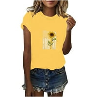 Ženska tanka košulja ugrađene majice Retro Streetwen Casual Ljeto Ispiši kratki rukav Okrugli izrez