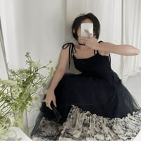 Francuski vintage crna kaiševska haljina gotičkog casual bez rukava seksi retro midi haljina Slim Korean