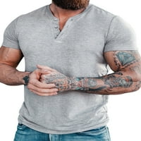 Capreze Muška Henley majica V izrez Ljetni vrhovi pune boje mišića majica casual bluza kratki rukav