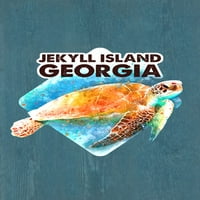 FL OZ Keramička krigla, otok Jekyll, Gruzija, morska kornjača, akvarel, kontura, perilica posuđa i mikrovalna