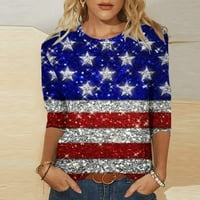 Ženska dnevna bluza za nezavisnost Američka zastava Tunika Crewneck Teers Ljetne casual mashirts Fancy