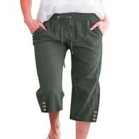 NOILLA dame obrezane hlače ravno dno noge čvrste boje Capri hlače za žene vrećice za vrećama Srednja