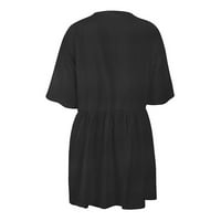 Zermoge Plus Veličine haljine za žene Dame Ženska modna casual V-izrez čvrsti džep s kratkim rukavima