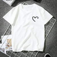 Košulje za žene pamučne djevojke plus veličine majica za ispis srca u obliku srca, bluza s kratkim rukavima