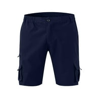 Muškarci Sportske cašice Elastični struk Labavi ravni teretni hlače sa više džepova, Khaki XL