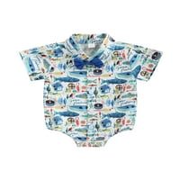 Coduop Newborn Baby Boy Polo majica ROMPER kratki rukav Ribe Print BodySuit gospodo odjeća