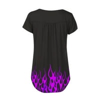 Majice za ženske majice za žene za žene grafički ženski plamen koji se tiskali sa turtleneck-om za dame