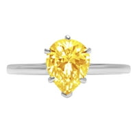 1.0ct kruška izrezana žuta simulirana dijamant 14k bijela zlatna godišnjica za angažiranje prstena 9