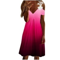 Petort za žene ženska testerirana haljina za ruke letnje ležerne haljine s kratkim rukavima crvene,