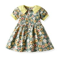 Ležerna haljina za djevojku Dječja dječja dječja djevojaka Proljeće Ljeto cvjetno pamuk kratki rukav