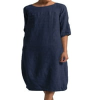 Grianlook Women Comfy Plain sandress Solid Color Kaftan majica Haljina Party Half ruhove haljine