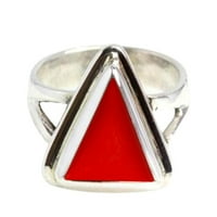 Divya Shakti 3.25-3. Carat Troangle Red Coral Red Moonga Gemstone Silver Ring za muškarce i žene