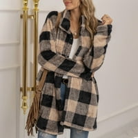 Guvpev ženska modna jesen i zimska gusta plišana jakna s dugim rukavima - Khaki XXL