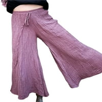 Lamuusaa ženske labave joge hlače od čvrste boje vuče elastične pantalone za struku široke pantalone