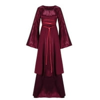 EFSTEB Ženska srednjovjekovna haljina Ležerne prilike vintage dvorske haljine s dugim rukavima Halloween