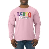 Zauvijek LGBT pride muški majica s dugim rukavima, svijetlo ružičasta, x-velika