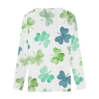 St Patricks Dan majica Ženska rukava Irska Shamrock Graphic Tees CALCE V izrez Casual T-majice Bluza
