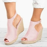 LHKED modne žene solidne udobne sandale nagib peta Ležerne prilike za plažu Summer Comfort Sandals Majčin dan Pokloni i ružičasti