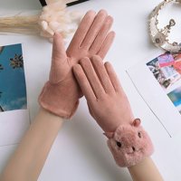 Ruanlalo Ženske rukavice, par ženske rukavice dodirnu ekranu puni prst zadebljani plišani obloga otporan