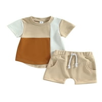Sunsery Toddler Boys Ljetni outfit Postavlja kratki rukav kontrastni boju, kratke hlače od solidnih