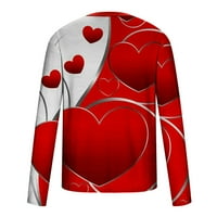 Štednjake muške majice pulover dugih rukava okrugli vrat pulover Valentinovo 3D ispisana bluza majica,