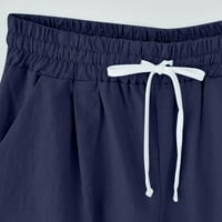 Odeerbi 4. juli Patriotske pamučne posteljine Bermuda šorc za žene modne tiskane kratke hlače sa džepom elastičnosti Spol Poluonice Hlače mornarice