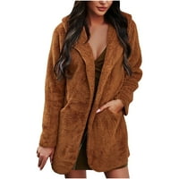 Ženska jakna toplog flisa Fau Fur Plus size zimski kaputi zakucali zip up kapuljač sa kapuljačom casual