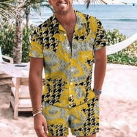 Muška havajska majica i kratki set odjeće cvjetne majice i kratke hlače žute veličine 2xl