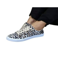 Colisha Ženske platnene tenisice Udobne cipele Plaćene casual cipele Radno modno hodanje cipele čipke Up tenisice bijeli Leopard Print 8