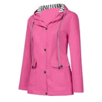 Zimski kaputi za žene plus vodootporan kapuljač kapuljača sa kapuljačom od čvrstoće kišni jaknu Vjetrootporni kaput ženske padajuće modne vruće ružičaste 3xl
