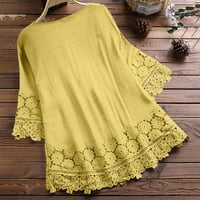 Žene plus veličina za čišćenje žene Vintage čipkasti patchwork luk v-izrez Tri četvrtine bluze vrhunske majice