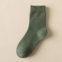 QXUTPO čarape za žene Čvrsta boja zadebljana srednja teleta zimske tople čarape duge čarape ugodnim