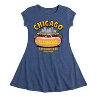 Instant poruka - Chicago Hot Dog Skyline - Toddler i Youth Girls Fit & Flare haljina