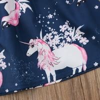 Caitzr Baby Girls Unicorn Flying Haljina s rukavima Linija cvjetna haljina za životinje