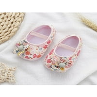 Woobring Novorođenca Mary Jane Prewalker STANOS SOFT SOLE CRIB Cipele Vjenčana princeza Haljina za cipele Lagana udobnost Flower Pink 4c