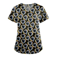 Ženski bluze Ženska modna radna odjeća s kratkim rukavima V-izrez s džepovima tiskani vrhovi sivi xxxxl